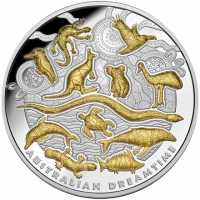 Australian Dreamtime - High Relief vergoldet Niue High Relief, Gilded