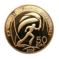 50 Euro, Torino, Olympia Winter Games - Fackelläufer, ohne Etui und COA Coloriert