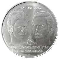 Silber50 Kronen Schweden Hochzeit 1976, 24,98 g Feinsilber 