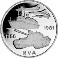 Kupfer-Zink-Nickel DDR 10 Mark 1981 25 Jahre Nationale Volksarmee Städtemotiv = Silber, das andere Neusilber