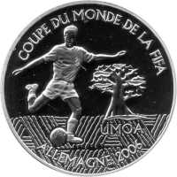 Westafrikanische Staaten 1.000 Francs 2004 - XVIII. FussYumlball WM 2006 in Deutschland Spielszene PP